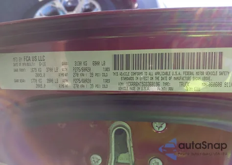 2016 Ram 1500 Laramie z USA, uszkodzony, nr VIN 1C6RR6NT5GS368196